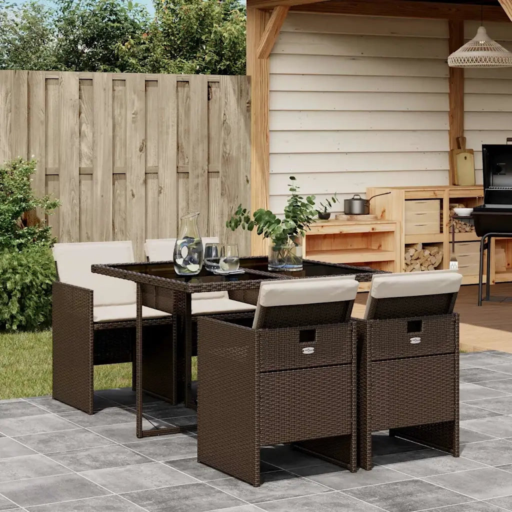 vidaXL Set da Pranzo da Giardino 5pz con Cuscini in Polyrattan Marrone