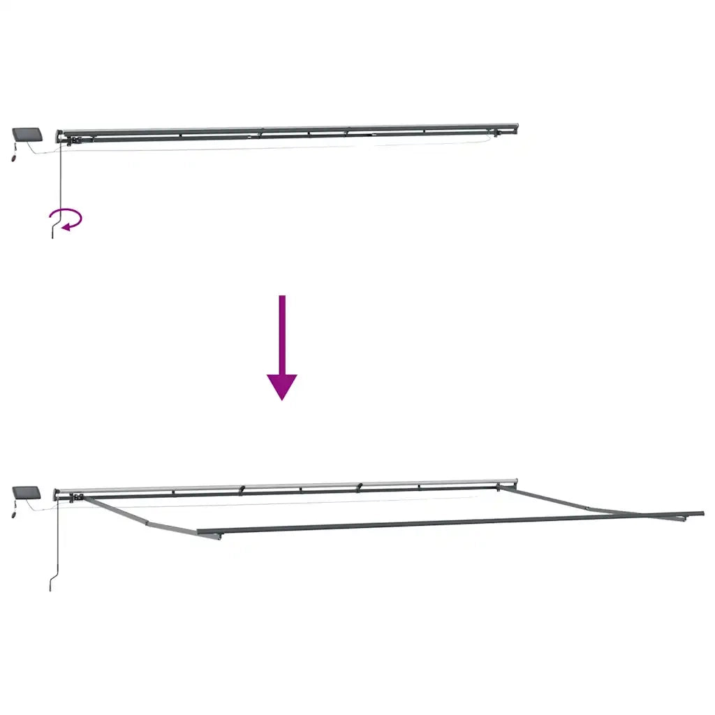 Tenda Retrattile Manuale con LED Antracite e Bianco 600x300 cm 3310244