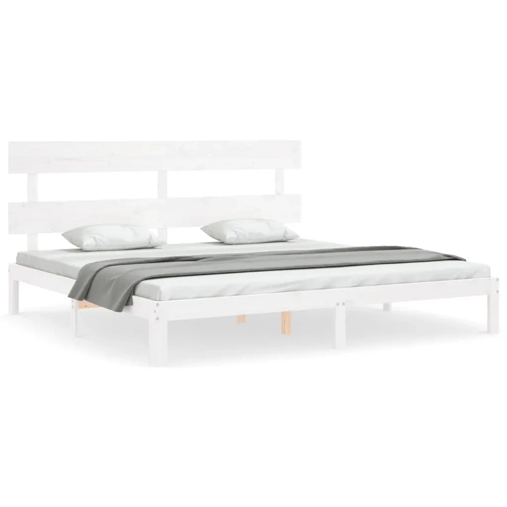 Giroletto Testiera Bianco Super King Size in Legno Massello 3193547