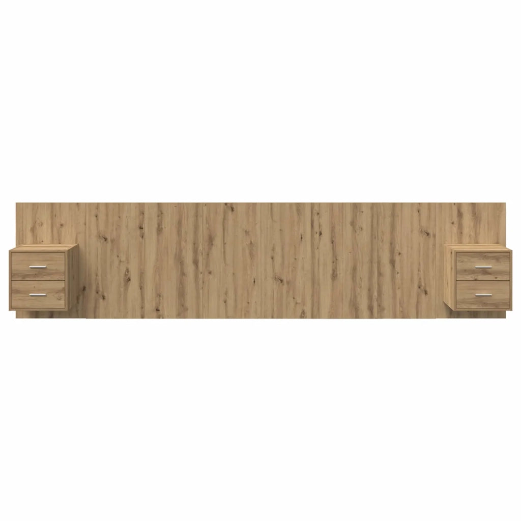 Testiera | Testata con Comodino 3 pcs Rovere artigianale Legno multistrato