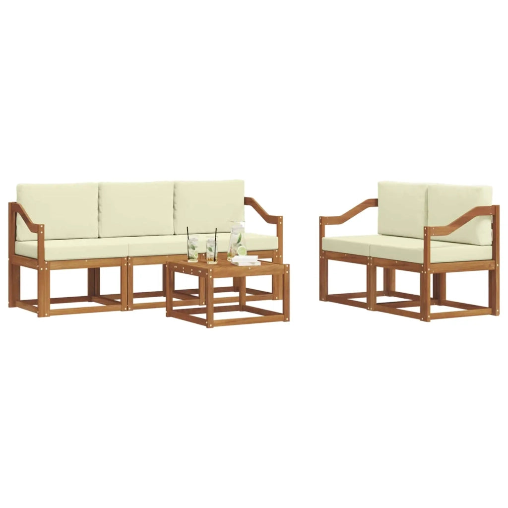 Set di divani da esterno con cuscino 6 pcs Naturale e Crema