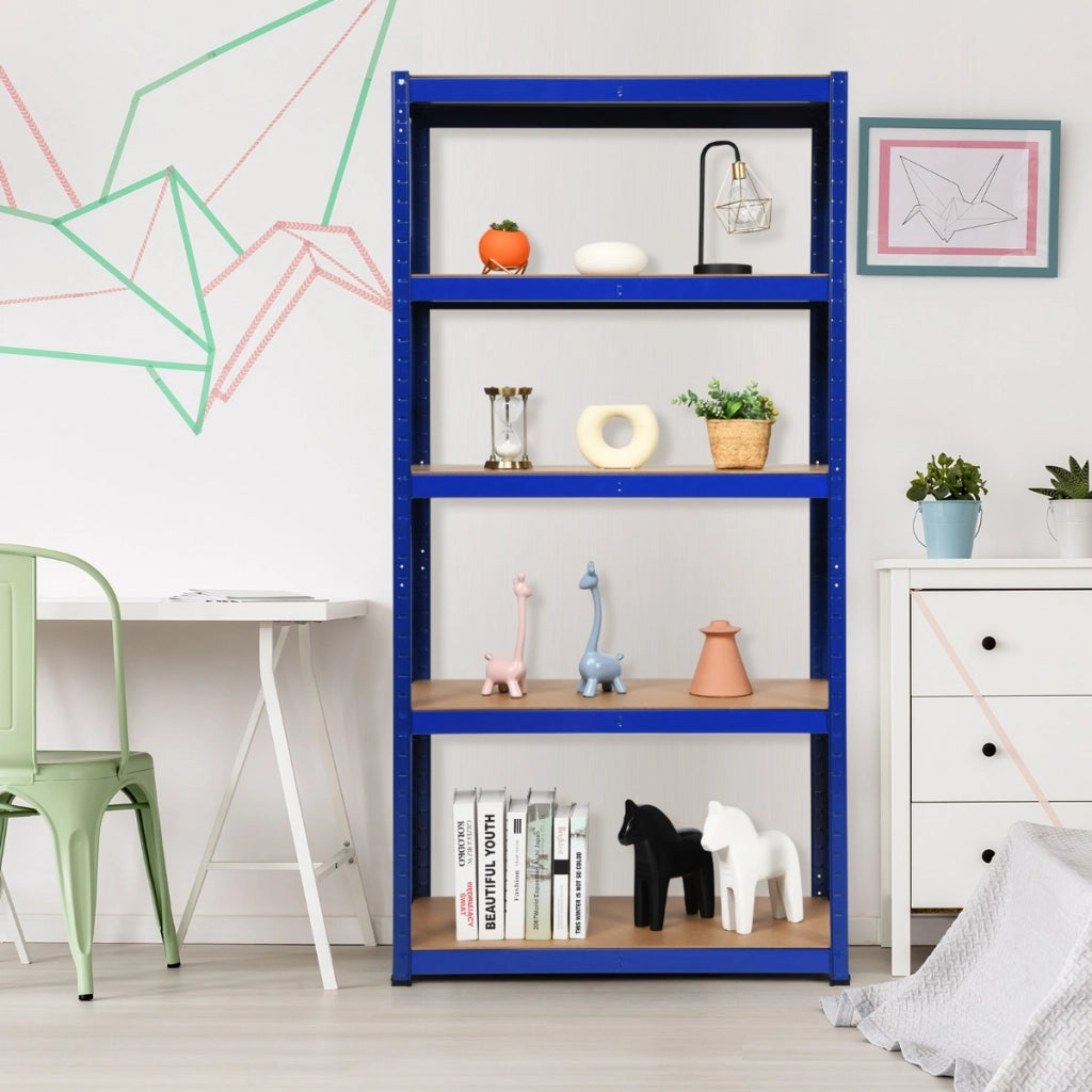 Scaffale con 5 livelli salva spazio-Organizer con struttura in acciaio resistente portata 875kg 40x90x180cm Blu