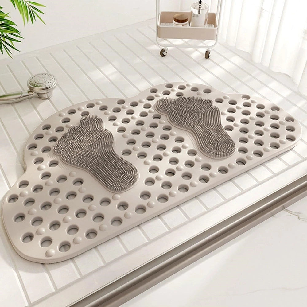 Trade Shop - Tappeto Per Vasca Bagno Doccia Antiscivolo Forma Nuvola Con Impronte Piedi 40x69,5cm 10788 -