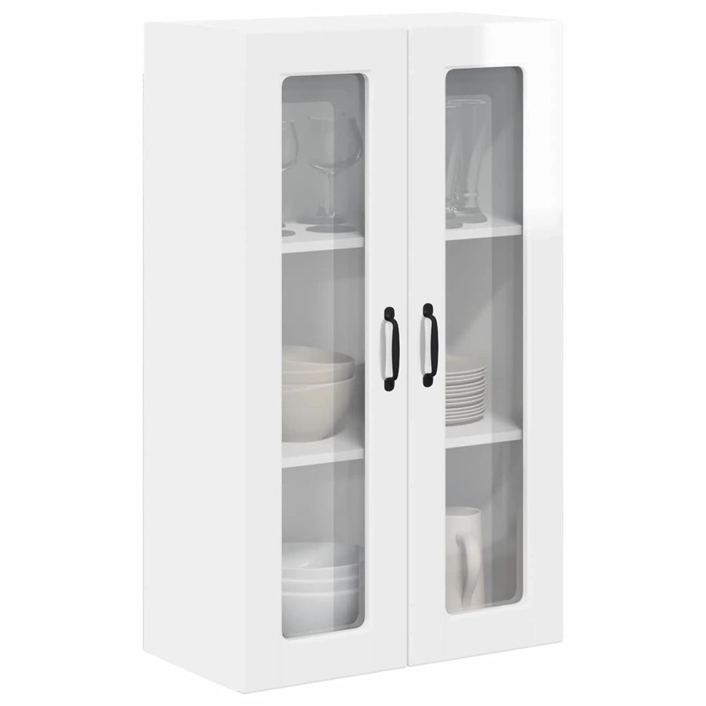 Pensile da cucina | Mobile in vetro da parete PORTO Bianco Lucido 60 x 31 x 100 cm