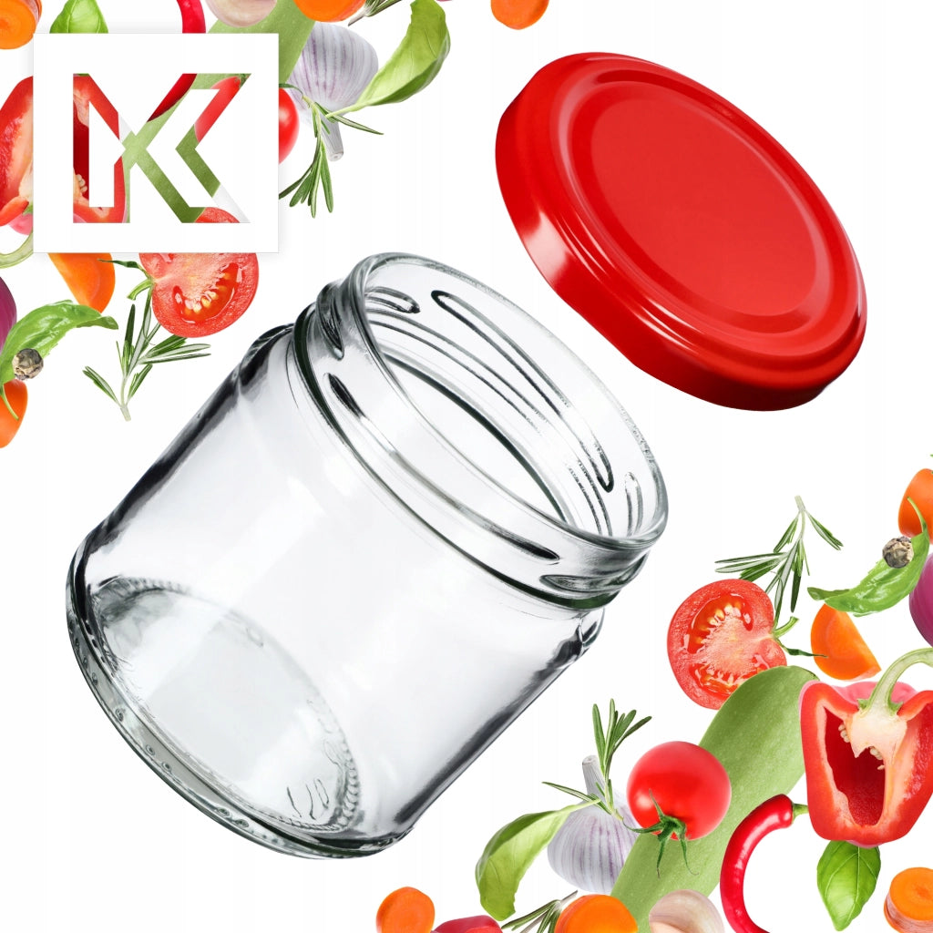 Barattoli per conserve KADAX Lerma 200 ml 10 pezzi 66 mm + coperchi rossi