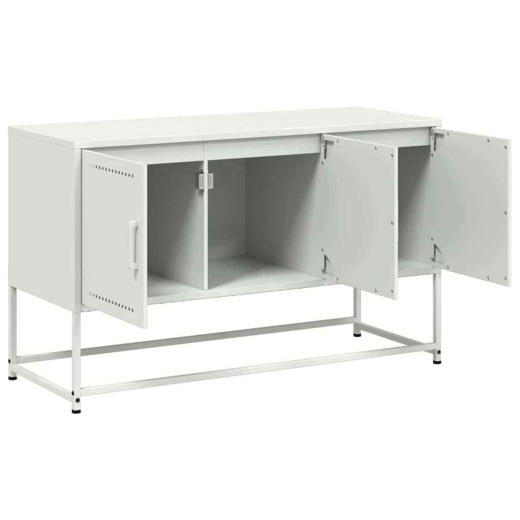 Mobile TV multimediale mensola TV credenza TV per sala da pranzo soggiorno camera da letto 100,5 x 39 x 60,5 cm acciaio bianco 02_0025547