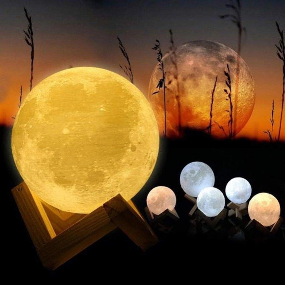 Trade Shop - Lampada Led 3d A Forma Di Luna Usb Luna Luce Regolabile Notturna Ricaricabile -