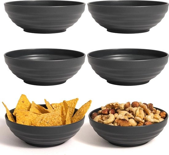 Set di 6 ciotole per snack e dip di plastica inaccostabile (6 x 450 ml, Spaceblack)