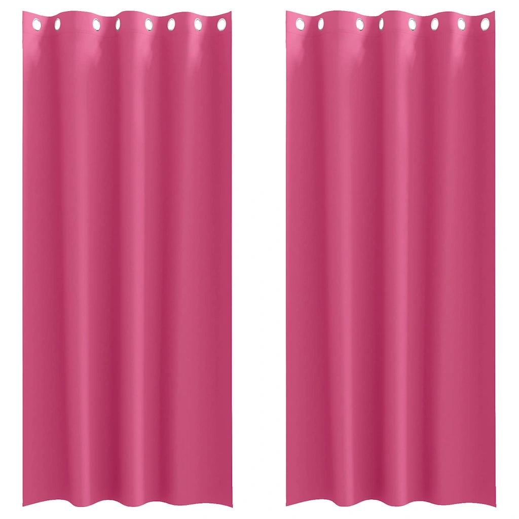 Tende Blackout con Anelli 2 pz Rosa Vivo 260 x 140 cm 4107407