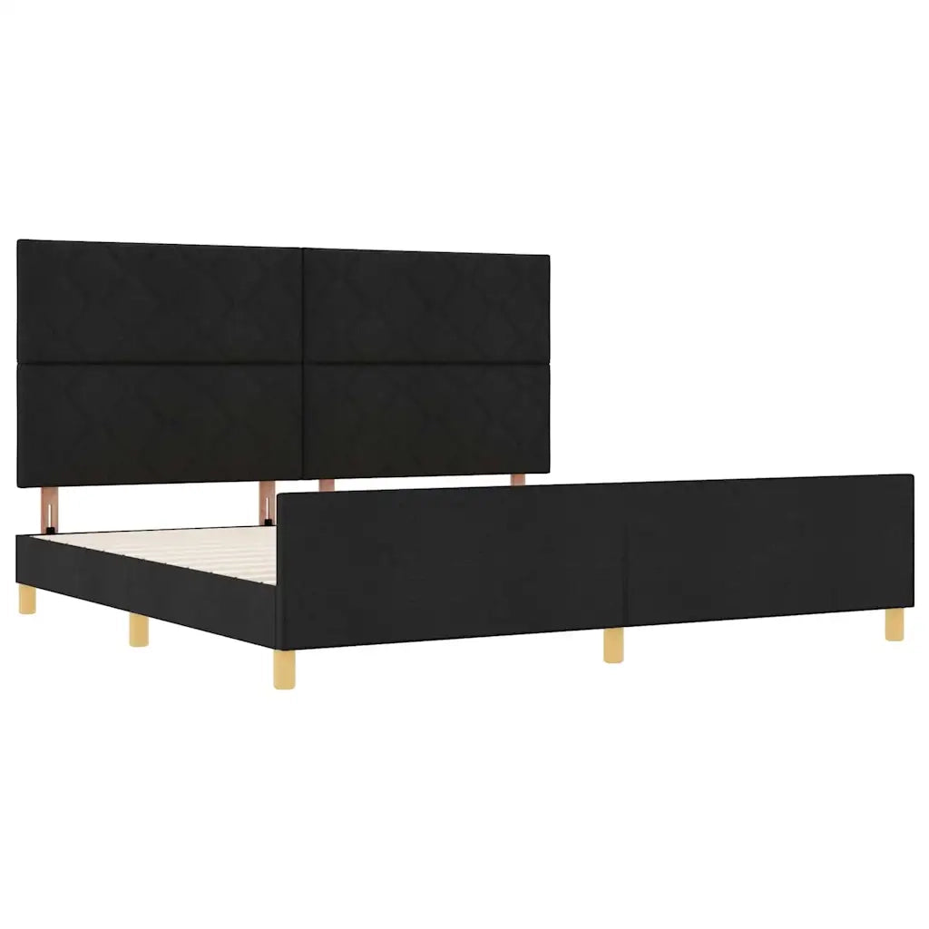 Struttura del letto con testiera Nero 200 x 200 cm Tessuto