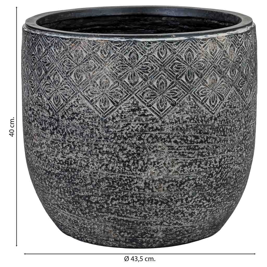 Vaso in fibra di vetro grigio 43,5x43,5x40 cm