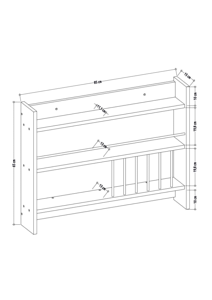 Scaffale da cucina in legno "Kolin" - 85 x 13 x 65 cm - Bianco