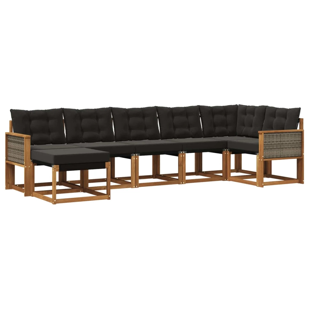 Set di divani da esterno 7 pz Naturale e Nero 3382092