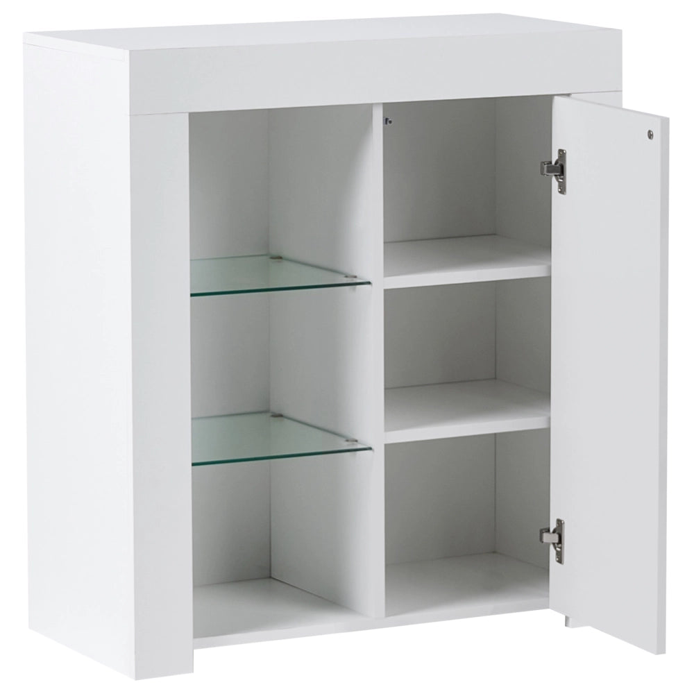 Credenza per soggiorno o camera da letto con 1 anta in MDF LED bianco stile moderno