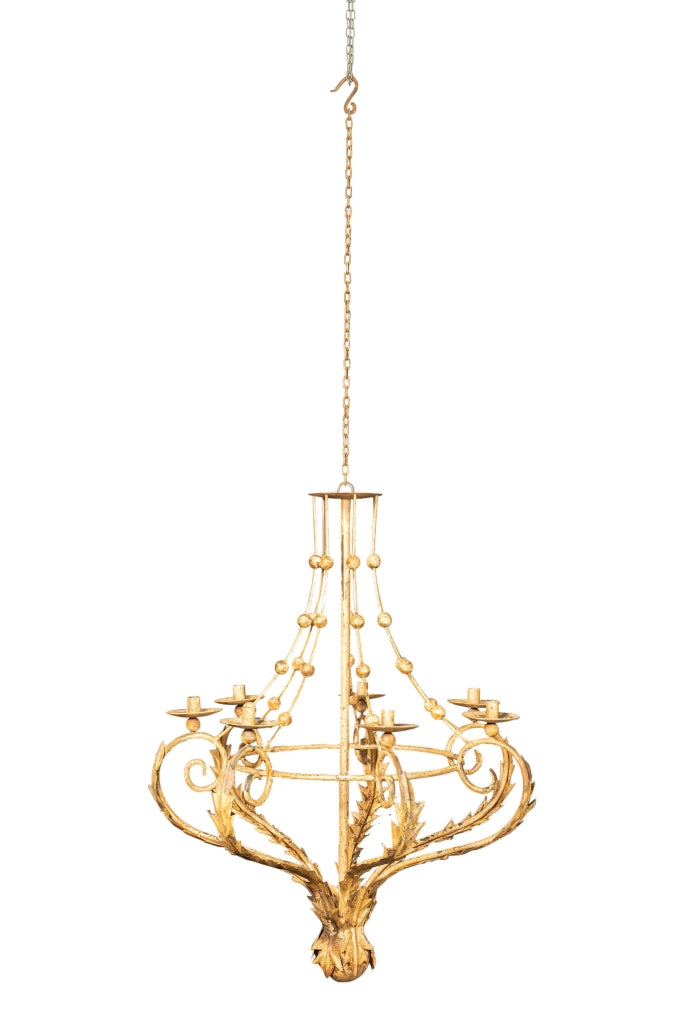 Biscottini Lampadario in ferro battuto finitura crema anticata Lanterna soffitto realizzata