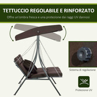 Dondolo da Giardino 3 Posti 198x118x168 cm Sedute Separate con Chaise Longue Marrone