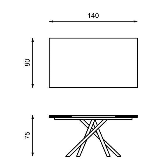Tavolo Allungabile 80x140/200x76 cm in Ceramica Marmo Ares Nero