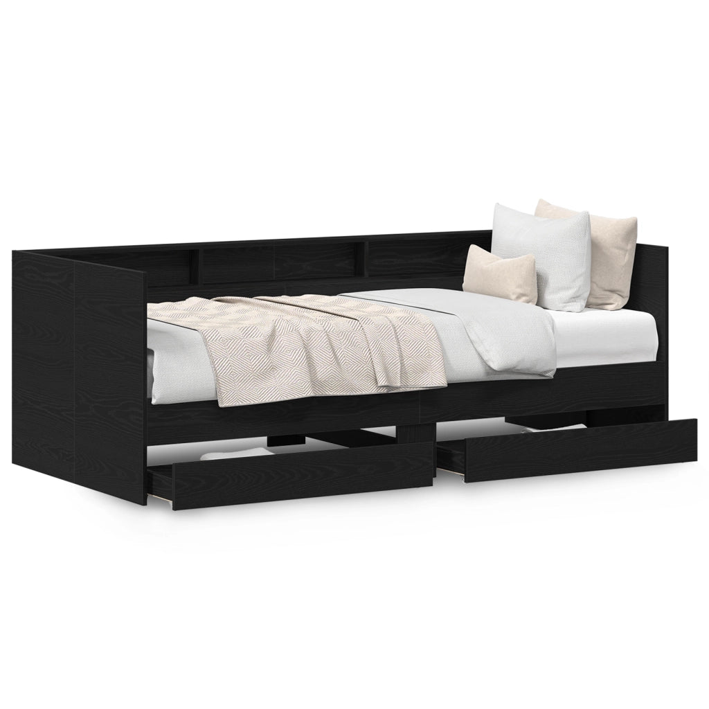 Daybed in Rovere Nero con Cassetti Rovere nero Legno ingegnerizzato