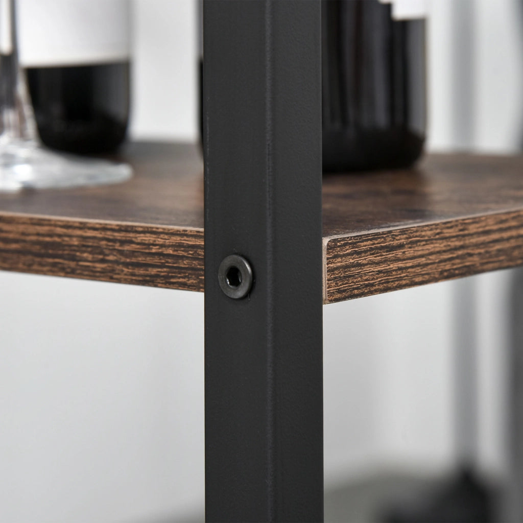 Set tavolo bar con 2 sgabelli ¨C Xylo ¨C legno marrone rustico con ripiani e poggiapiedi 109x60x100 cm