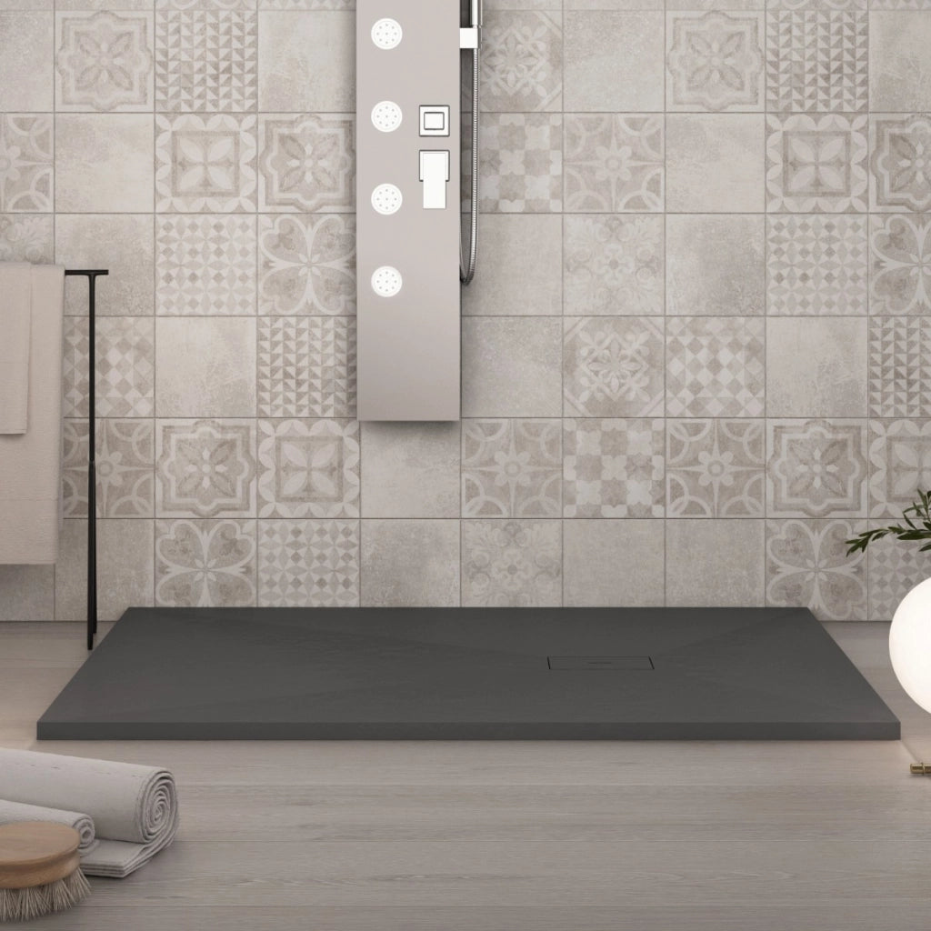 Piatto doccia in marmoresina grigio scuro effetto pietra cemento maka, misura 90x150