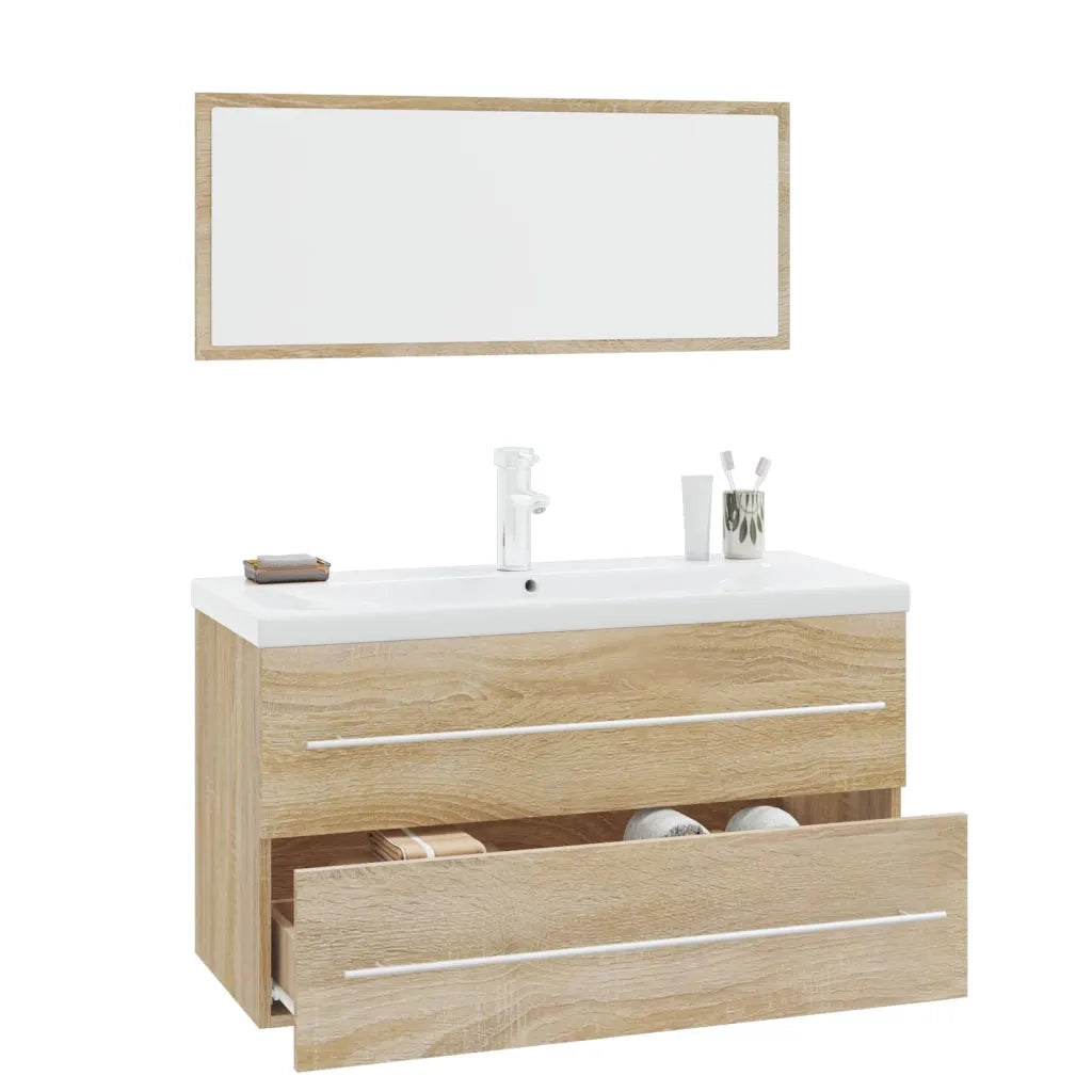 Set Mobili da Bagno | Armadio da bagno 3 pz Rovere Sonoma
