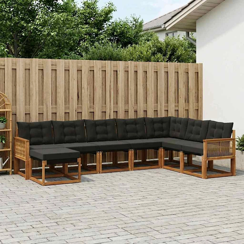 Set di divani da esterno 8 pz Naturale e Nero 3382148