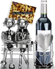 Sostegno per bottiglie di vino \ Cassa per bottiglie di vino - coppia di accessori per la bar, oggetto decorativo, metallo, per coppie, supporto per bottiglie