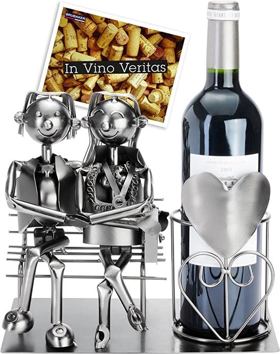 Sostegno per bottiglie di vino \ Cassa per bottiglie di vino - coppia di accessori per la bar, oggetto decorativo, metallo, per coppie, supporto per bottiglie