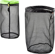 Set di due taschi in mesh nylon - borsa da campeggio leggera - borsa da viaggio con cordino - borsa da campeggio con cinghia - zaino compresso per adulti