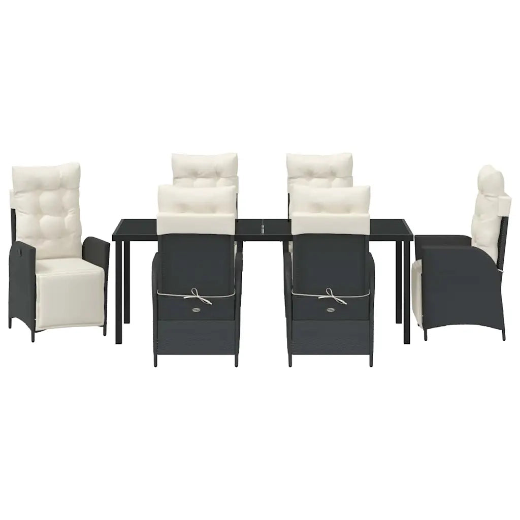 Set da Pranzo per Giardino con cuscino 7 pcs Nero polyrattan 3380531