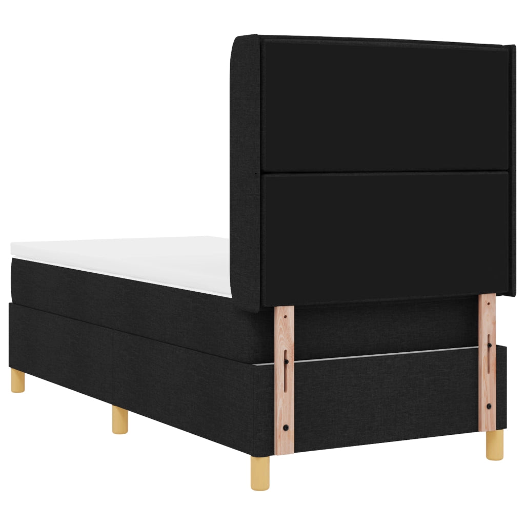 Letto Box Spring con Materasso - Nero, 80x200 cm, Tessuto