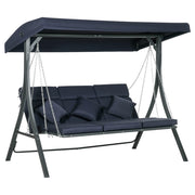 Altalena da giardino 3 persone tenda regolabile 198 x 118 x 168 cm blu scuro