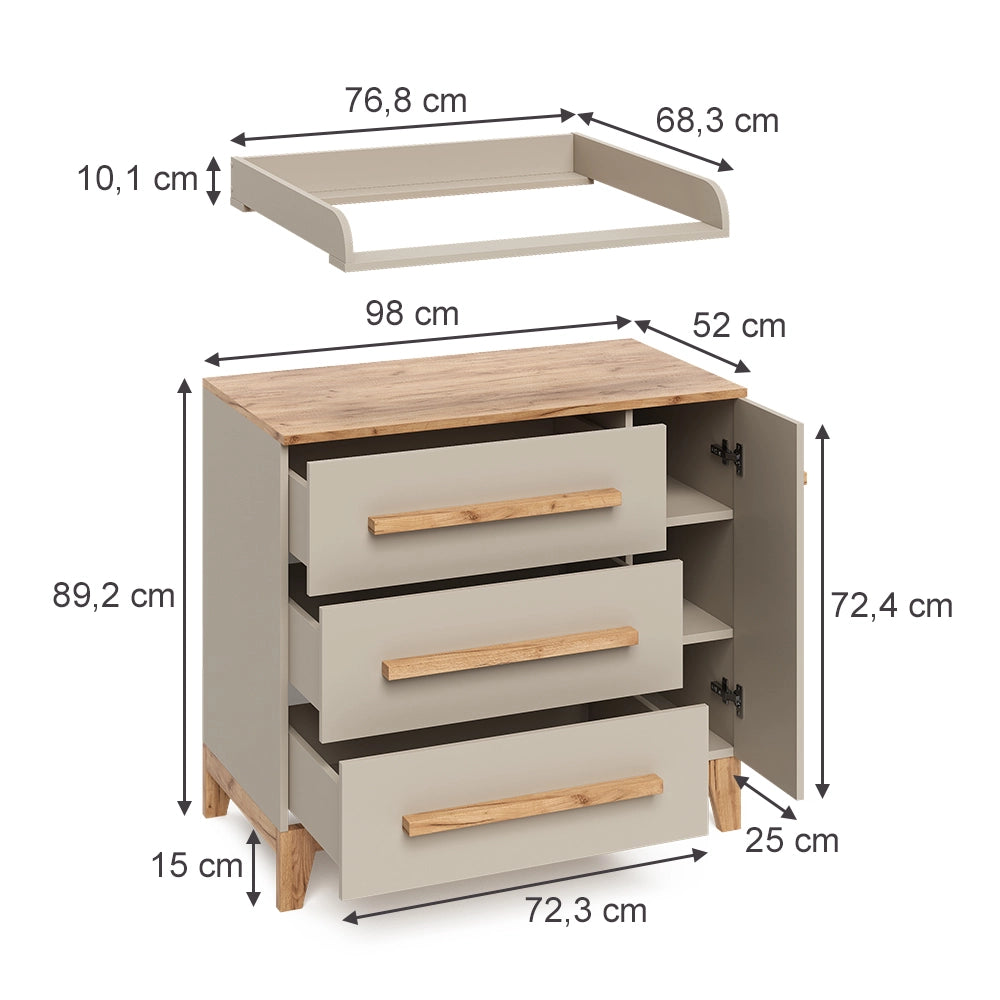 Vitalispa Fasciatoio Cashmere/Artigianale 98 x 98 cm con cassetti