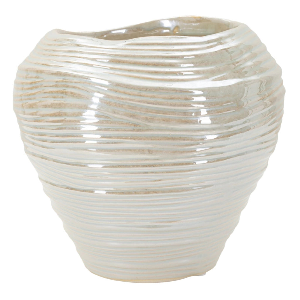 Vaso Decorativo VKH845, Bianco, Ceramica, 22x22x20 cm
