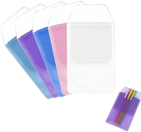 Penne per capelli, 5 coppe di protezione per maglietta, penne per maglietta, coppe di protezione per maglietta, penne con clip, penne in PVC, astuccio, per scuola, ospedale, ufficio
