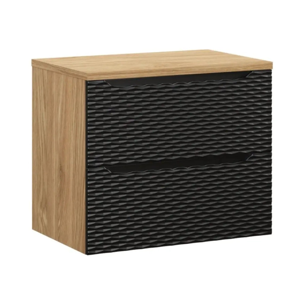 Set da bagno YOKA nero: mobile sottolavabo con cassetti 70 cm + piano lavabo