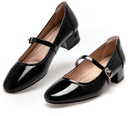Stivali Mary Jane con laccetto flessibile in nero lucido - altezza 6,5 cm