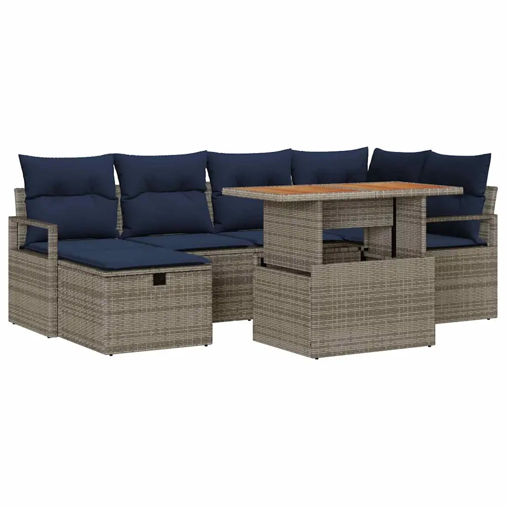 Set Divano da Giardino con cuscino 7 pcs Grigio polyrattan 3360000