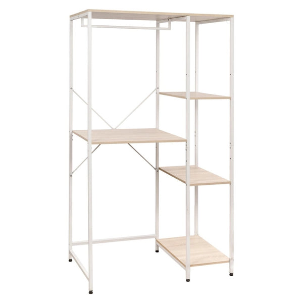 Mobile Lavatrice Janetcon 4 Ripiani Metallo Bianco /legno Trattato Naturale 100x60x177cm