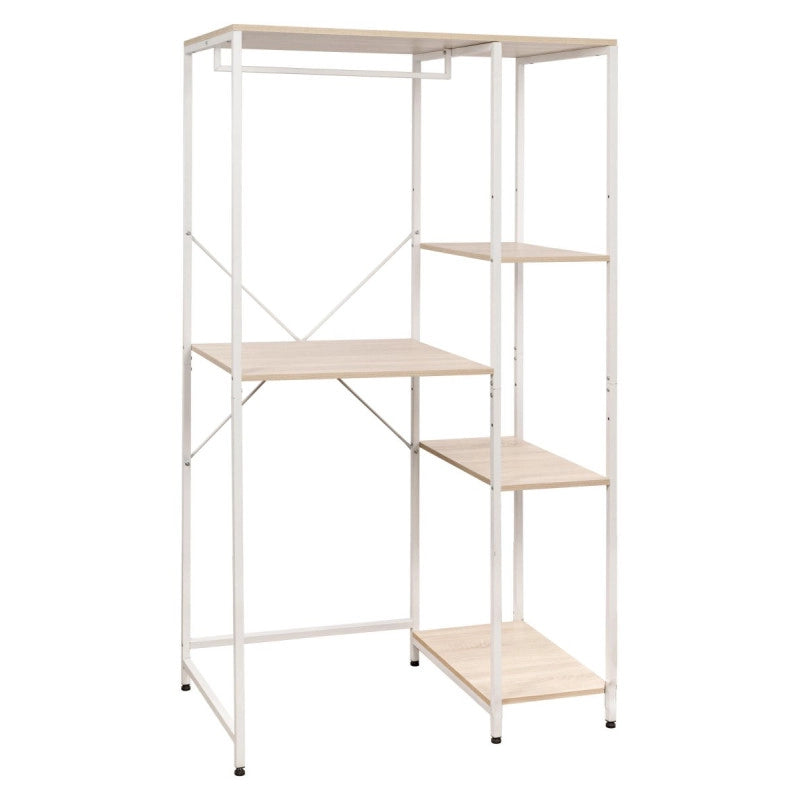 Mobile Lavatrice Janetcon 4 Ripiani Metallo Bianco /legno Trattato Naturale 100x60x177cm