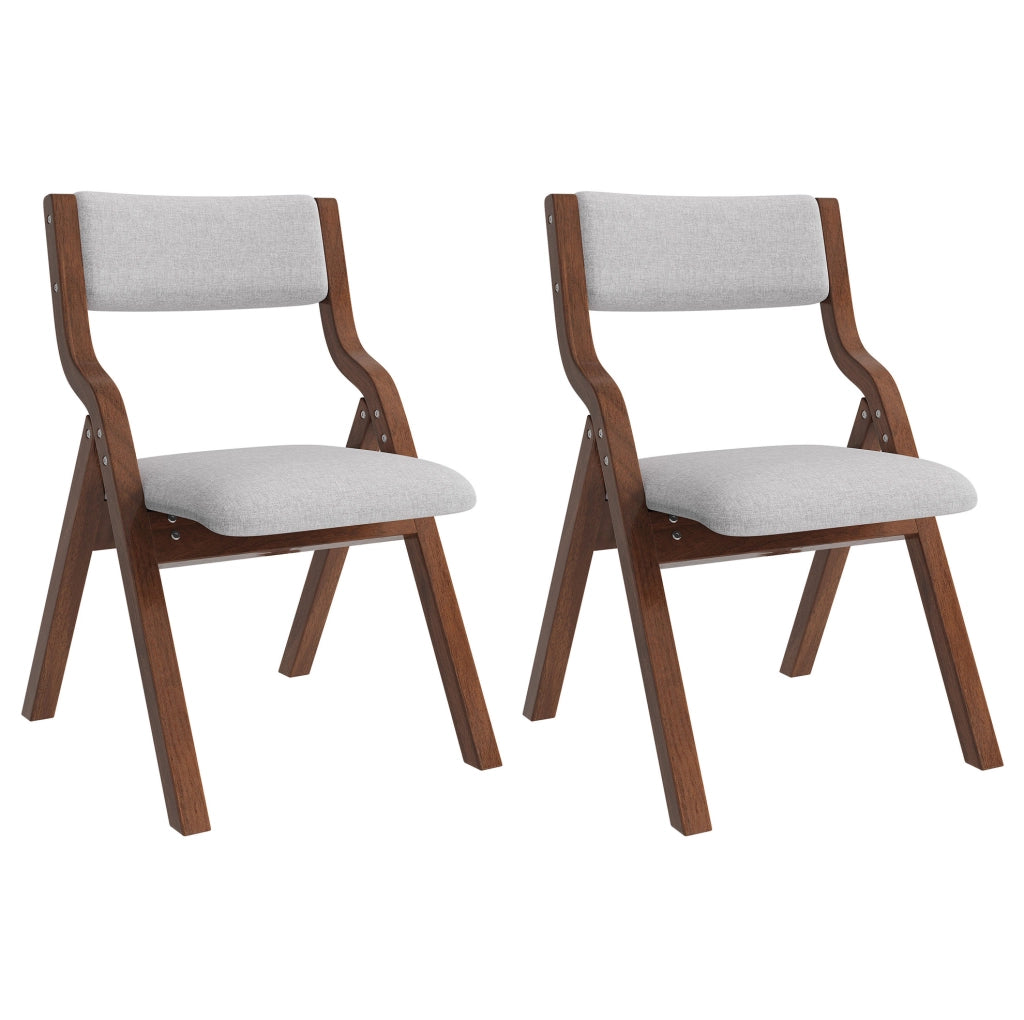Set di 2 sedie pieghevoli in legno massello grigie