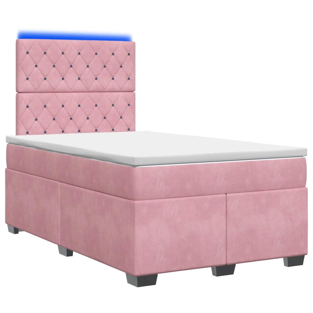 Letto box spring con materasso Rosa 120 x 200 cm Velluto 3455083