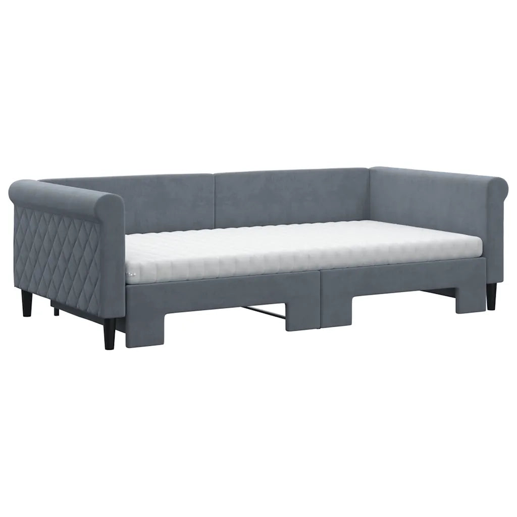 Divano Letto Estraibile Materassi Grigio Scuro 100x200 Velluto