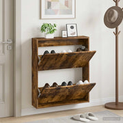 Mobiletto per Scarpe da Muro HOORN 71 x 17 x 86 cm Rovere Fumo 897300