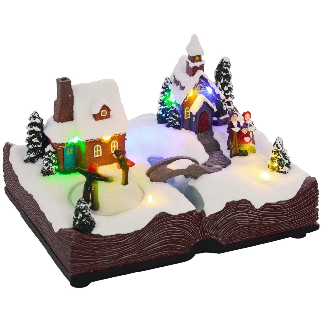 Decorazione Natalizia Pueblo con Luci e Musica ¨C Zephmum ¨C 23x18x15 cm Multicolor