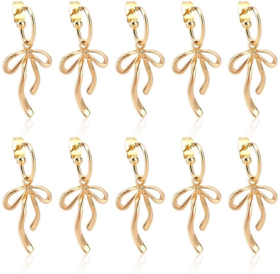Orecchini a pendente in acciaio inossidabile dorato - lunga coda - 5 paia - orecchini per donna - design leggero