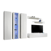 Mobile TV FLY C4 di design, colore bianco lucido. Mobile sospeso moderno e alla moda per il tuo soggiorno.