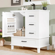 Mobile bagno freestanding con lavabo in ceramica, 76x46x83,5 cm, bianco