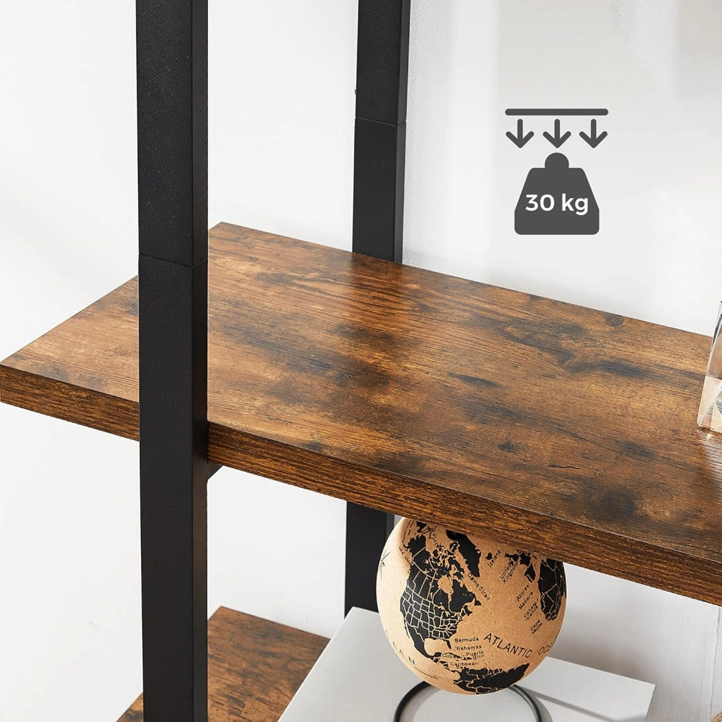 VASAGLE Libreria a 5 Ripiani, Scaffale in Stile Industriale, Portaoggetti Stabile, Facile da Montare, per Soggiorno, Camera da Letto, Ufficio, Marrone Vintage e Nero LLS55BX