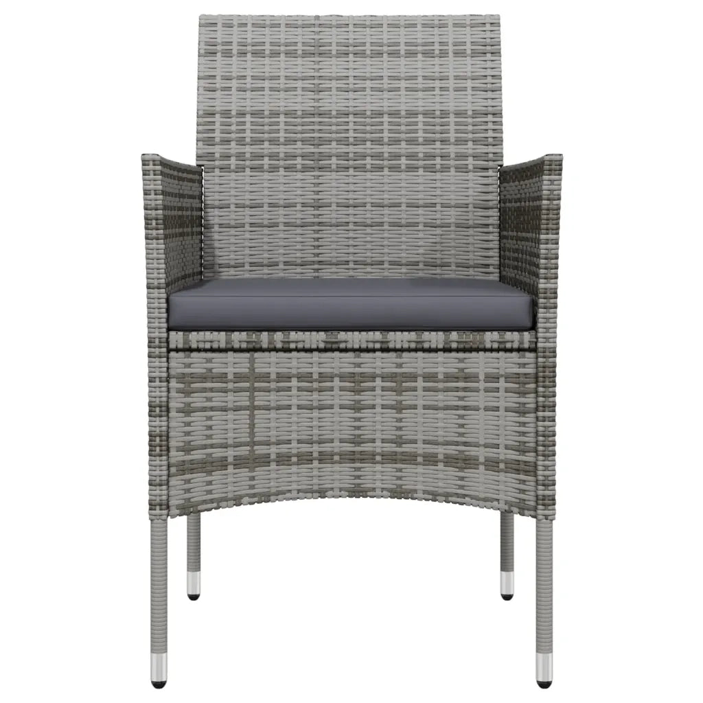 Set da Pranzo da Giardino 3 pz con Cuscini Grigio e Nero 3099287